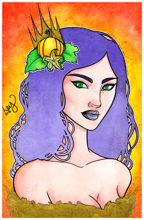 Pumpkin Queen - Watercolor Illustration